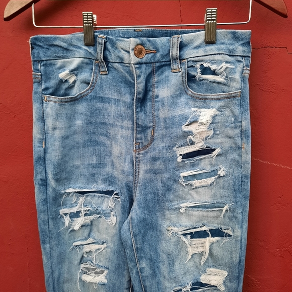 AEO American Eagle Curvy Hi Rise Jegging Distressed Skinny Jeans 6 Regular - Picture 3 of 11